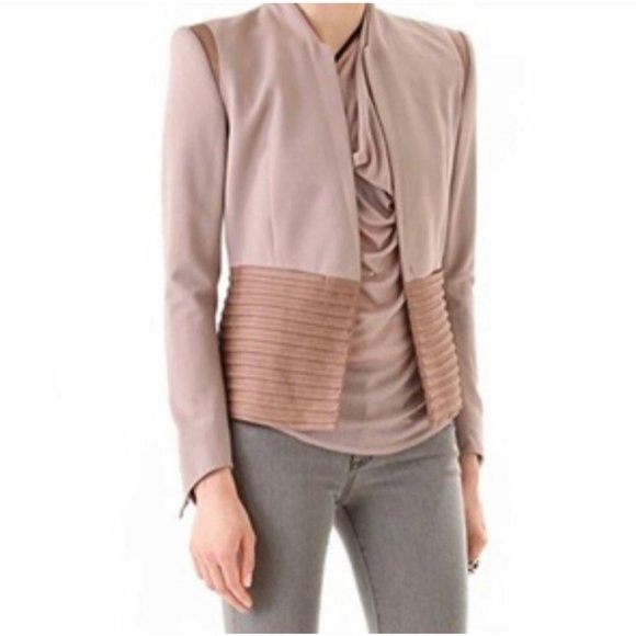 Helmut Lang Jackets & Blazers - Helmut Lang Wool Blend Blazer Leather Trim Size 8